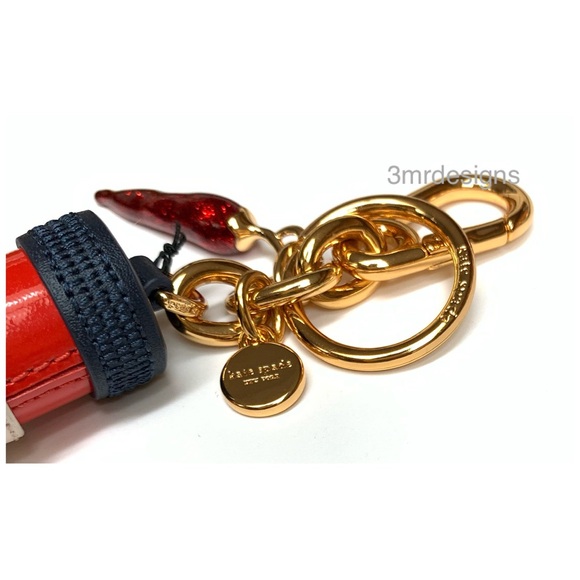NWT Kate Spade ♠️ SPICE IT UP Faux Patent Leather With Leather Trim Keychain - Picture 8 of 9